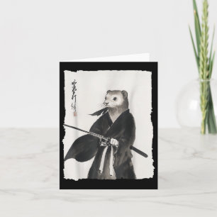 Ferret Samurai Janpanese Vintag Warrior Art Anime Karte