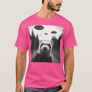Ferret Selfie mit Alien Ufo Funny Geschenke für Mä T-Shirt