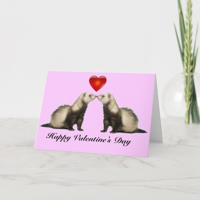 Ferret Valentine Card Feiertagskarte (Vorderseite)