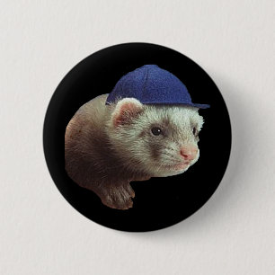 Ferret Wearing Hat Button