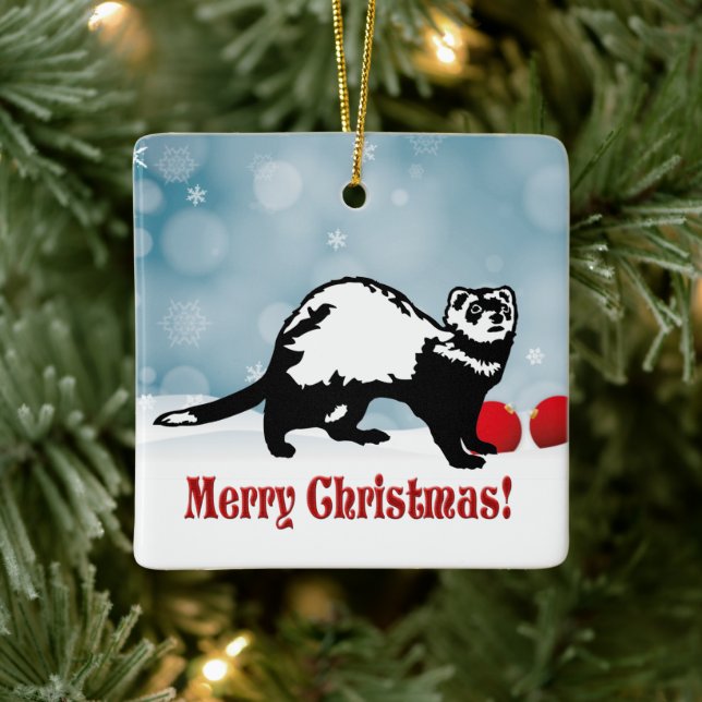 Ferret Weihnachten Keramikornament (Baum)