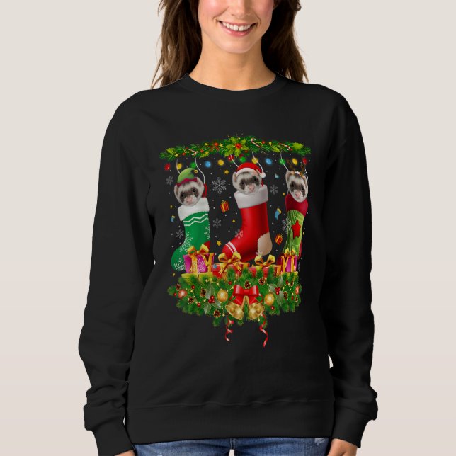 Ferret Weihnachtssocken X Mas Lights Pajama Matchi Sweatshirt (Vorderseite)