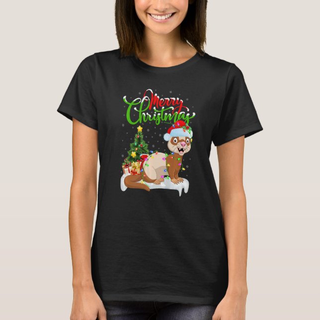 Ferret  Xmas Decorations Santa Ferret Christmas T-Shirt (Vorderseite)