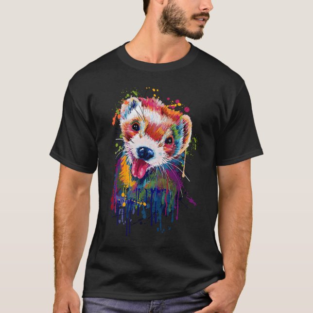Ferrets handgemalt Motiv Kindermode T-Shirt (Vorderseite)