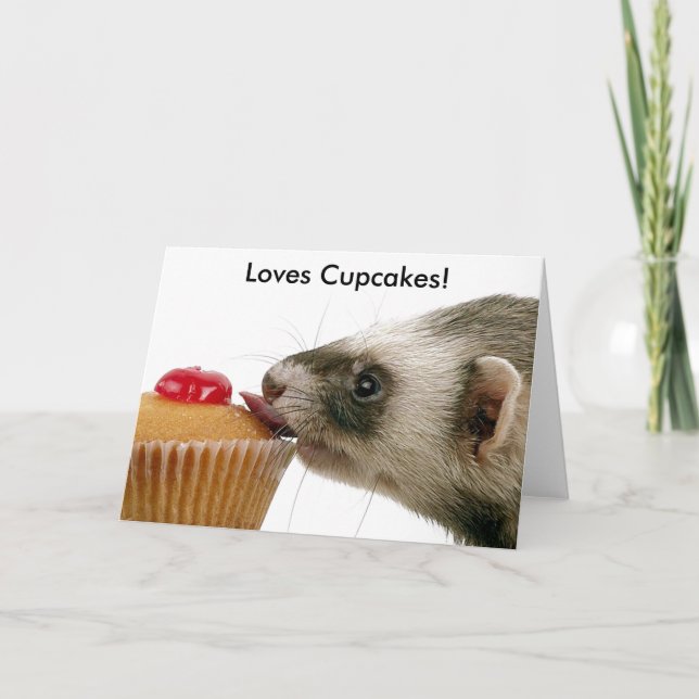 Ferrets Liebe Cupcakes Karte (Vorderseite)