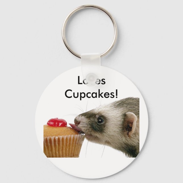 Ferrets Liebe Cupcakes Schlüsselanhänger (Vorderseite)