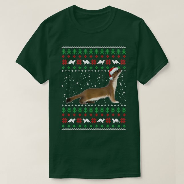 Ferrets Ugly Christmas Sweater T-Shirt (Design vorne)