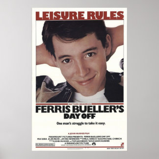 Ferris Buellers Day Off 1986 Freizeitvorschriften Poster