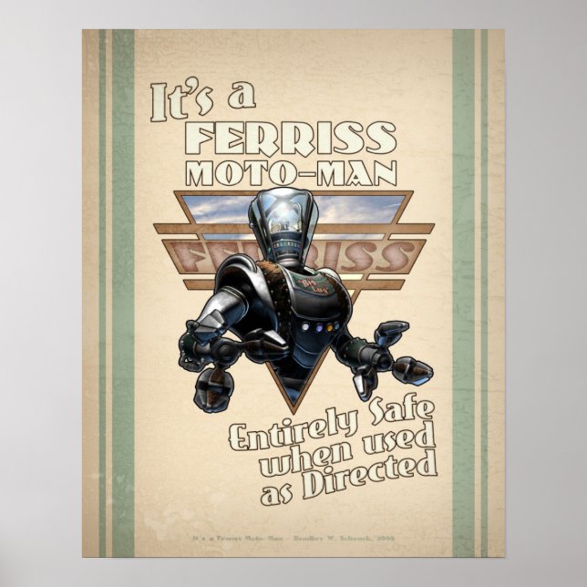 Ferris Moto-Man Retro Robot Poster (16x20") (Vorne)