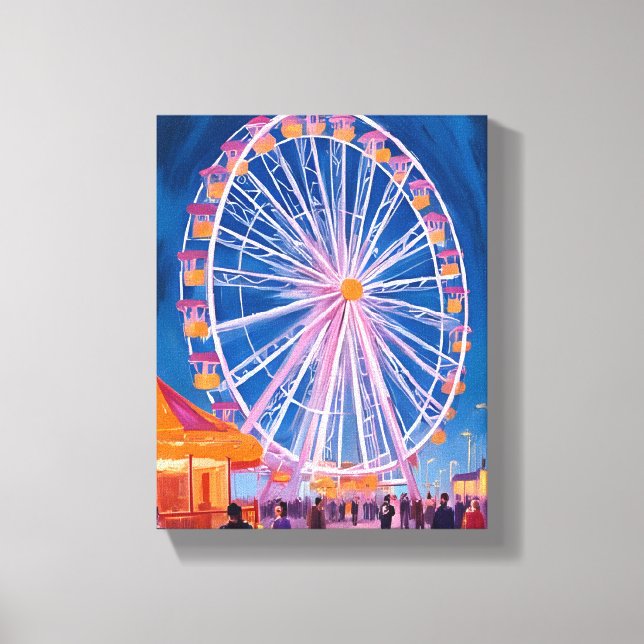 Ferris Wheel | Boardwalk Carnival Watercolor Leinwanddruck (Vorderseite)