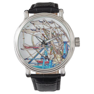 Ferris Wheel-Chalk-Kontur von Shirley Taylor Armbanduhr