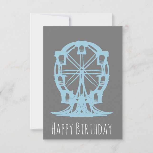 Ferris Wheel Hand Drawn Geburtstag Karte (Vorderseite)