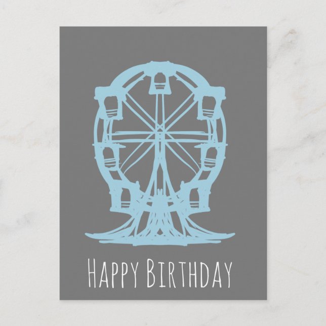 Ferris Wheel Hand Drawn Geburtstag Postkarte (Vorderseite)