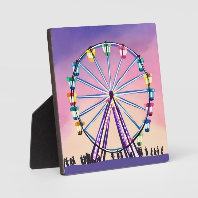 Ferris Wheel Sunset | Schöne Wasserfarbe Fotoplatte (Vorderseite)