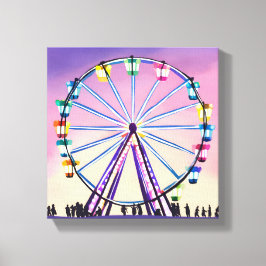 Ferris Wheel Sunset | Schöne Wasserfarbe Leinwanddruck