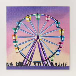 Ferris Wheel Sunset   Schöne Wasserfarbe Puzzle