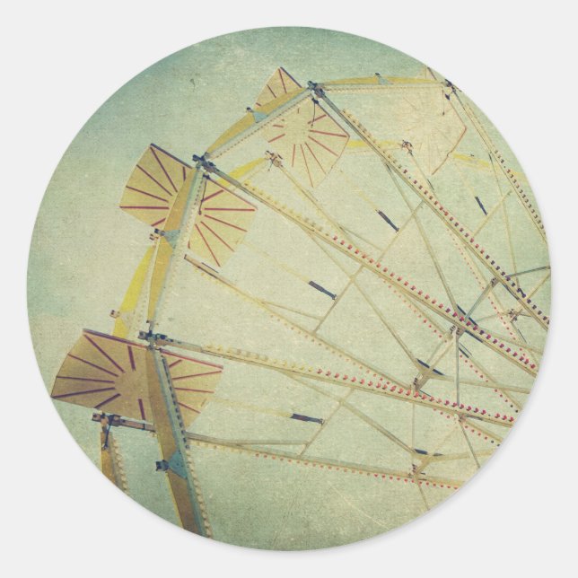 Ferris Wheel Vintag Print Runder Aufkleber (Vorderseite)