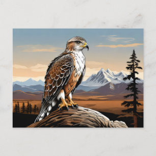 Ferruginous Hawk steht auf Felsen Postkarte