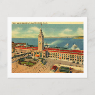 Ferry Gebäude & Bay, San Francisco Vintag Postkarte