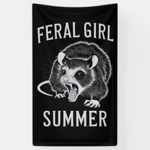 Ferry Girl Summer Opossum Vintag Banner