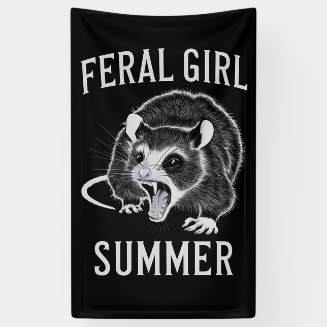 Ferry Girl Summer Opossum Vintag Banner (Vertikal)