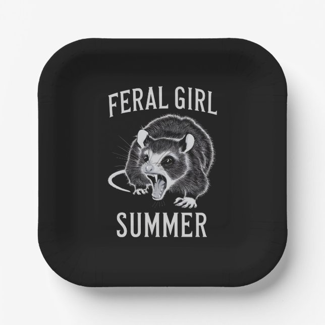 Ferry Girl Summer Opossum Vintag Pappteller (Vorderseite)