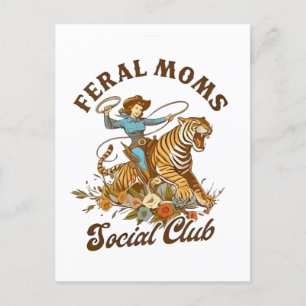 Ferry Mama Social Club Funny Retro Boho Cowgirl Feiertagspostkarte