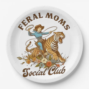 Ferry Mama Social Club Funny Retro Boho Cowgirl Pappteller
