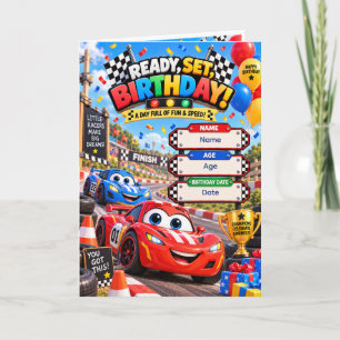 Fertig Los Geburtstagsrennwagen Kinder Geburtstags Karte