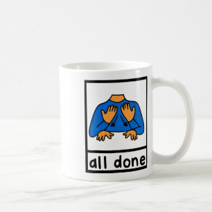 Fertig-Zeichen in Gebärdensprache Sprachpathologie Kaffeetasse