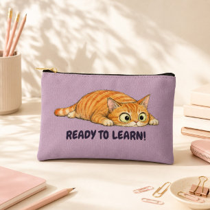 Fertig zu lernen Lustiger orangefarbener Katzen-Ma Zubehörtasche