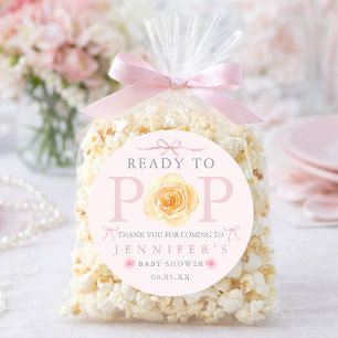 Fertig zum Platzen Baby Shower Popcorn-Tüte Runder Aufkleber