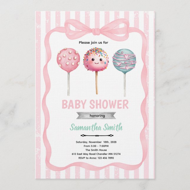 Fertig zum Platzen Cake Pop Babyshower-Einladung Einladung (Vorderseite)