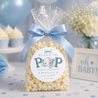 Fertig zum Platzen Elefant Baby Shower Popcorn-Tüt Runder Aufkleber