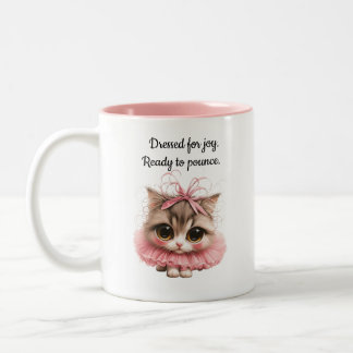 Fertig zur Freude, bereit zum Sprung. – Katzenbech Zweifarbige Tasse