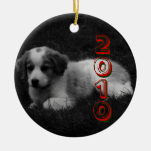 FERTIGEN Sie das erste Weihnachten Ihres Welpen Keramikornament