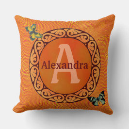 Fertigen Sie diese Orange und Schmetterling Kissen