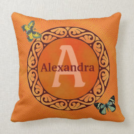 Fertigen Sie diese Orange und Schmetterling Kissen