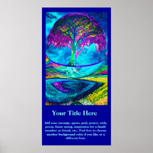 Fertigen Sie ein Plakat - blauen Neonbaum des