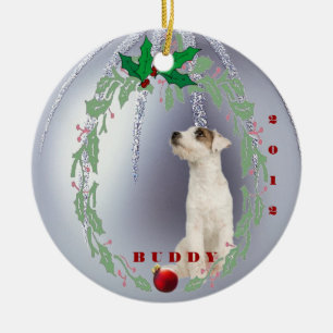 Fertigen Sie es - 1. Weihnachten Jack-Russells Keramikornament
