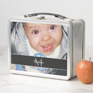 Fertigen Sie es mit Ihrem Foto und Monogramm Metall Lunch Box