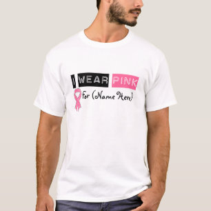Fertigen Sie mich tragen rosa Band-Brustkrebs T-Shirt
