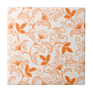 Fertigen Sie orange Blumenmuster besonders an Fliese