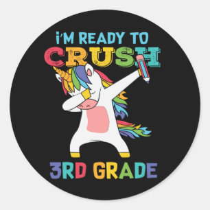 Fertigputz 3. Klasse Back School Unicorn Dabbing Runder Aufkleber