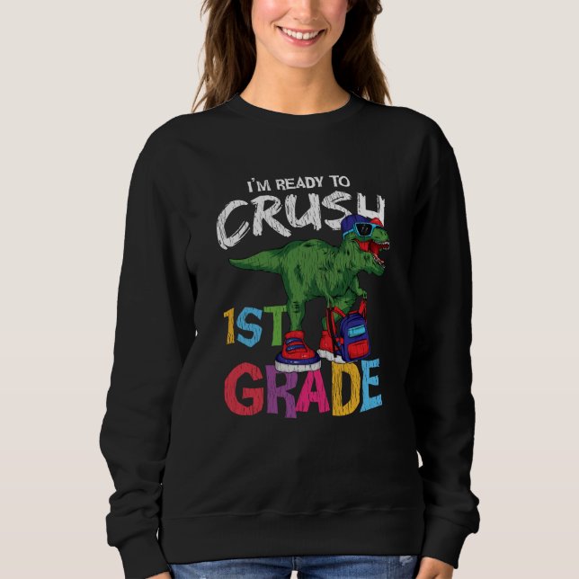 Fertigputz Erster Schullehrer Kinder Dinosaurier Sweatshirt (Vorderseite)
