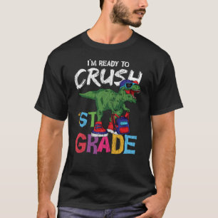 Fertigputz Erster Schullehrer Kinder Dinosaurier T-Shirt