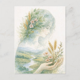 Fertility Goddess Day Watercolor Postcard Feiertagspostkarte