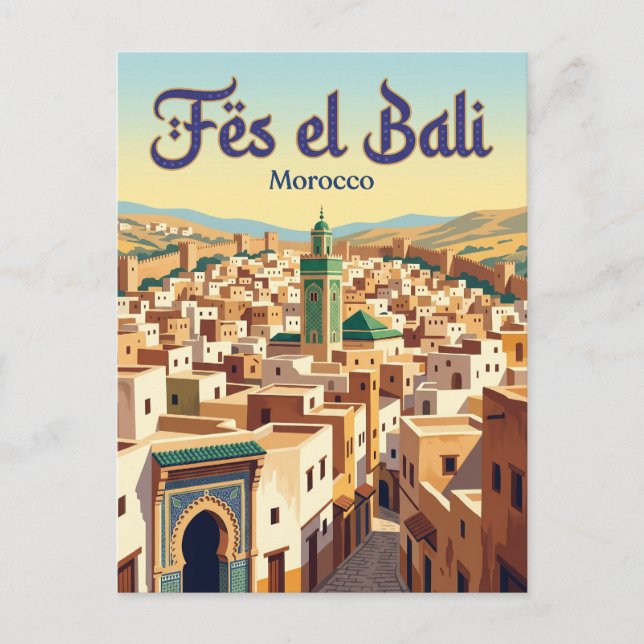 Fes el Bali Medina Marokko Postkarte (Vorderseite)