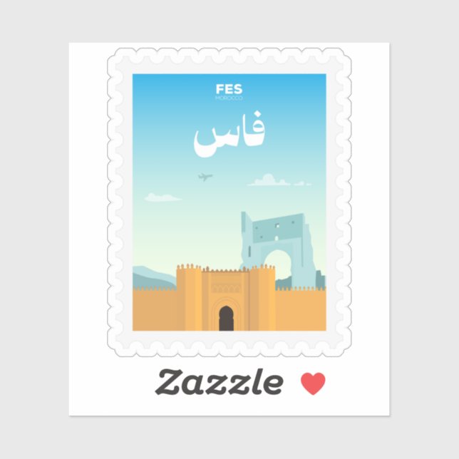 Fes Marokko Briefmarke Reise Aufkleber (Blatt)