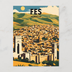 Fes Marokko Reiseplakat Postkarte